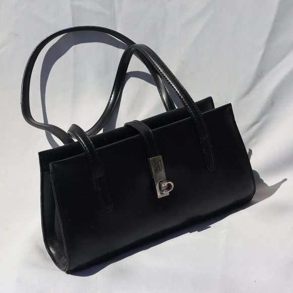 Vintage Black Metal clasp shoulder bag - Picture 1 of 4